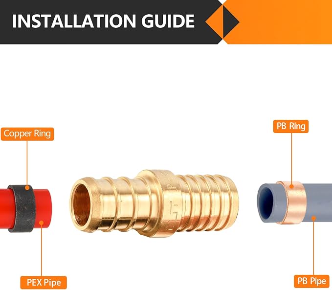10PC HeSun 1/2" PEX Crimp X 1/2" PB Polybutylene Transition Coupling | Brass - Image 4