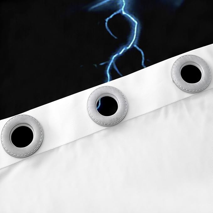 jejeloiu Blue Thunder Lightning Window Drapes Cool Flashing Lightning Blackout - Image 5