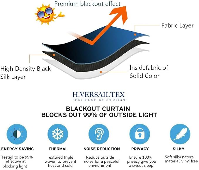 H.VERSAILTEX Blackout Curtains for Living Room Thermal Insulated Window - Image 8
