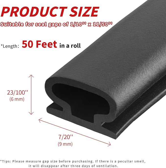 50 Feet D-Shape Rubber Weather Stripping Door Seal Strip, Fingwerk - Image 4