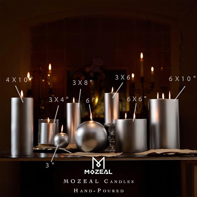 MOZEAL 3" x 8" Hand-Poured Unscented Large Candle, Smokeless Rustic Pillar - Image 3