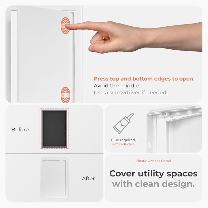 6x12 Inch White Access Panel for Drywall – ABS Plastic Square Wall, Ceiling - Image 3