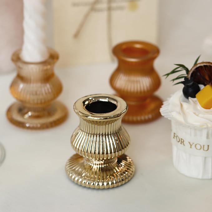 WDHODEC Gold Candlestick Holders 12PCS Glass Taper Candle Holders - Image 5