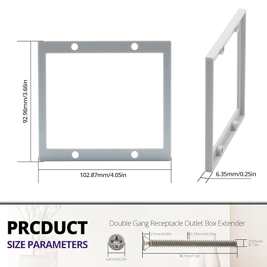 1/4” Double Gang Outlet Box Extender, Comes - Image 2