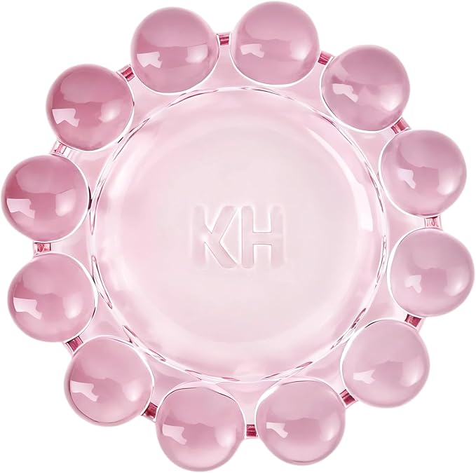 Chic Pink Bubble Glass Candle Dish – Modern Clear Glass Candle Holder - Image 3
