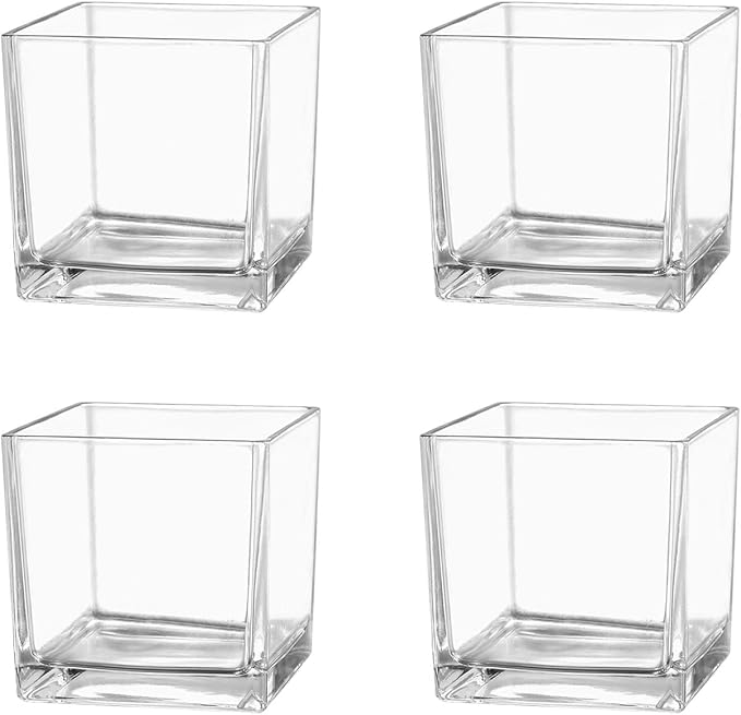 Square Glass Vases Set of 4, Small Vase by MARTAGE