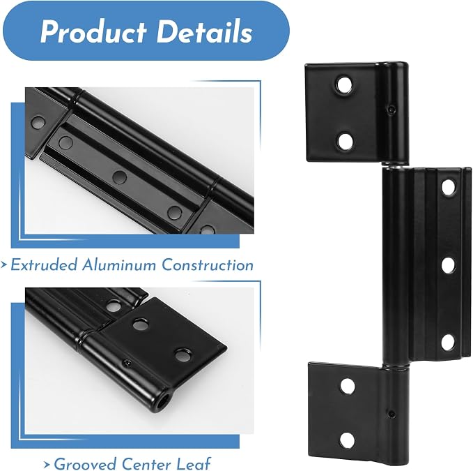 3Pack Black Screen Door Hinges 1/8 in Grooved Center - Image 3