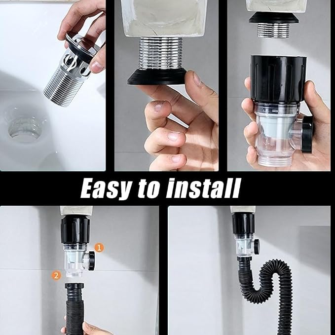 Bathroom Sink Drain Kit, P-Trap Sink Drain Pipe Tube, Flexible Expandable Sink - Image 3