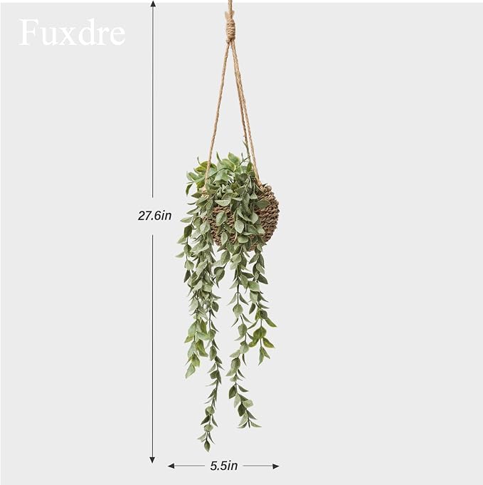 3 Pack Mini Artificial Hanging Greenary Fake Hanging Plants in Basket - Image 2