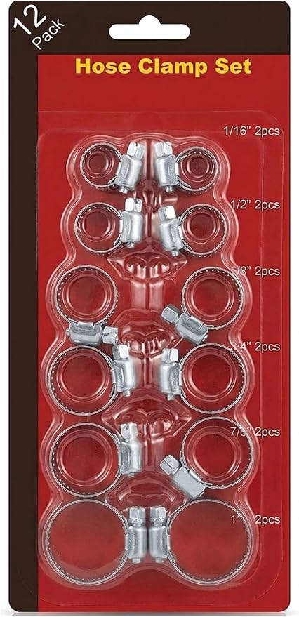 12-Pack 304 Stainless Steel Adjustable Worm Gear Hose Clamps Assortment Kit – - Image 2