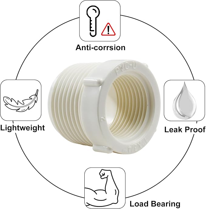 Litoexpe 10PCS 1" Male Thread to 3/4" Female Threaded PVC Pipe, Adaptor Coupling - Image 3
