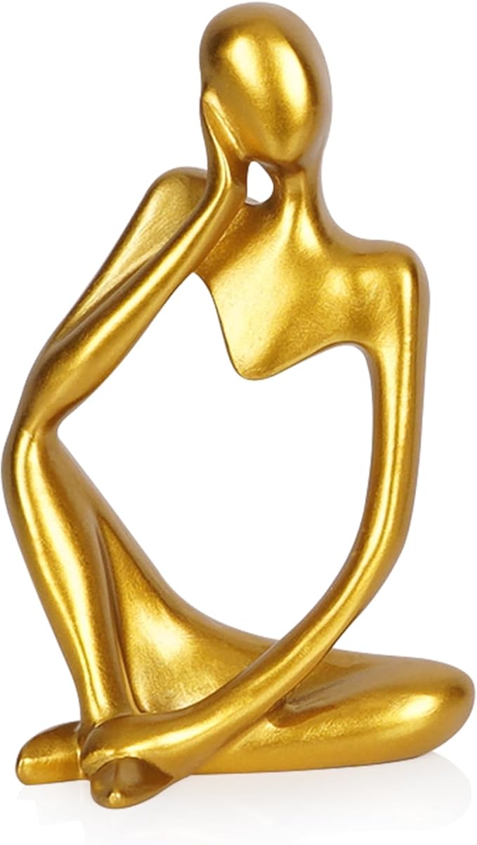 Sandstone Resin Thinker Statue Style Abstract Sculpture, Left | Small Statue by Ozzptuu