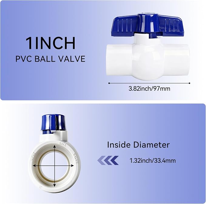 10 Pack 1" PVC Ball Valve, SCH40 Slip PVC Water Pipe Shut-Off Valve 1inch - Image 8