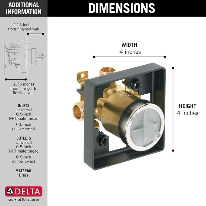 Delta Faucet R10000-UNBXHF MultiChoice Universal Shower Valve Body - Image 6