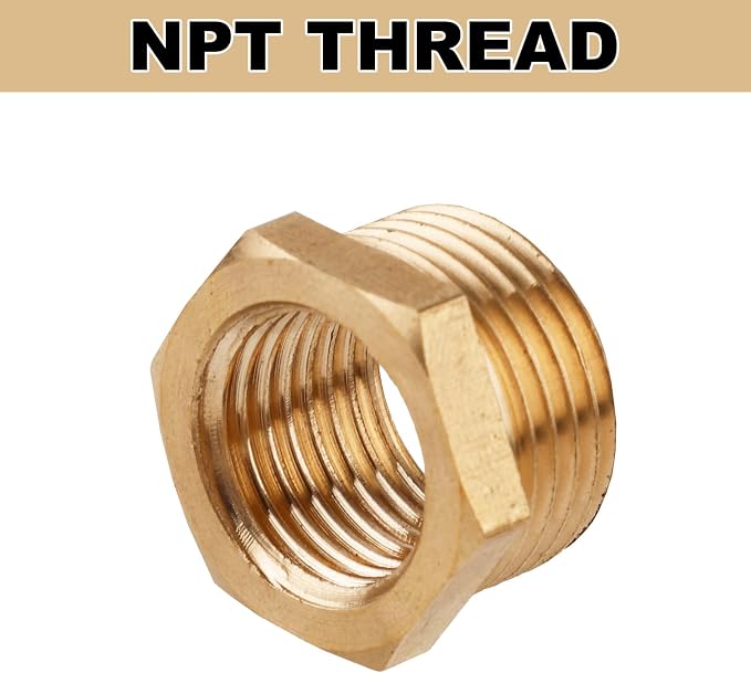 24pcs Brass Reducer Hex Bushing, 1/4 Inch to 1/8 Inch NPT Female Adapter | - Image 4