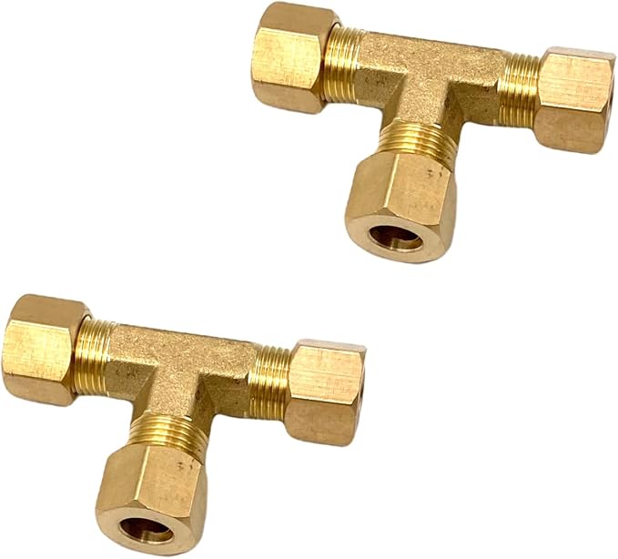 2 Pcs Brass Compression Union Tee Tube Fittings, 5/16" x 5/16" x 5/16" - Image 3