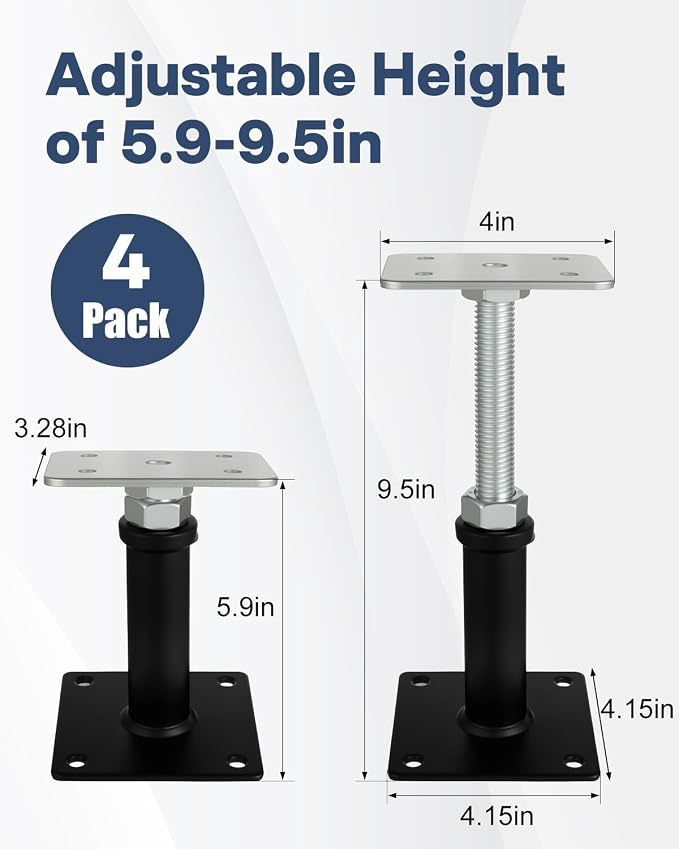 4 Pack House Jacks for Leveling, Screw Jack Adjustable Floor Jack Post | 6" to - Image 2