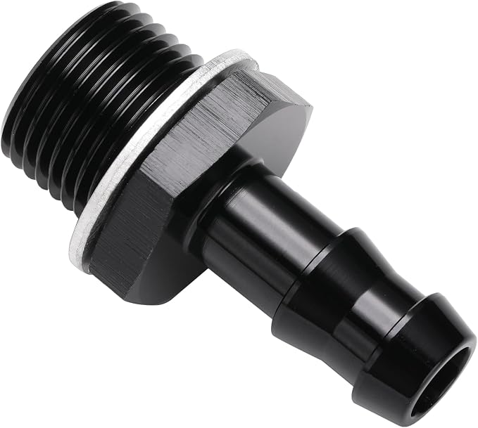 M18x1.5 Male Metric to 3/8 Barb Fuel Pump Inlet Adapter Fitting Aluminum Black - Image 3