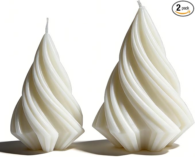 2PCS Spiral Scented Pillar Candles, Beautiful Handmade Christmas Tree Candle | by JDHSilicone