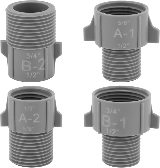 4pcs 1/2" 5/8" 3/4" Pipe Conversion Connectors, Water Pipe Interface Converter by Unknown