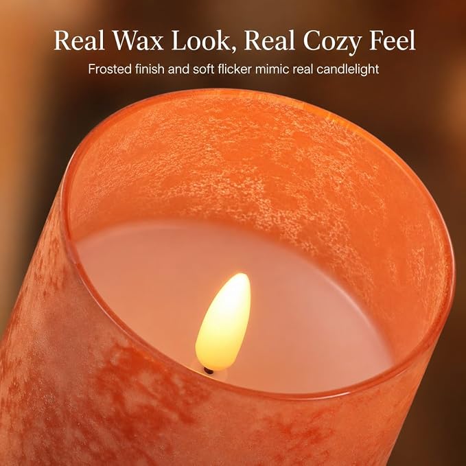 Orange Candles for Bathroom Decor, Burnt Orange Led Candles - Image 7
