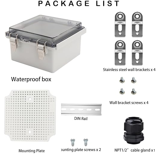 Waterproof Electrical Box, IP67 Junction Box Stainless Steel Latch Hinged Clear - Image 5