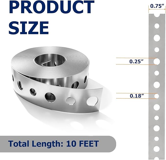 Galvanized Hanger Strap, 3/4 in x 10ft Galvanized Metal Pipe Strap, 2 Pack | - Image 2