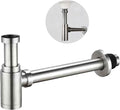 Brushed Nickel Round Bottle P-Trap 1 1/4 Adjustable, Bathroom Sink Waste Drain by Unknown