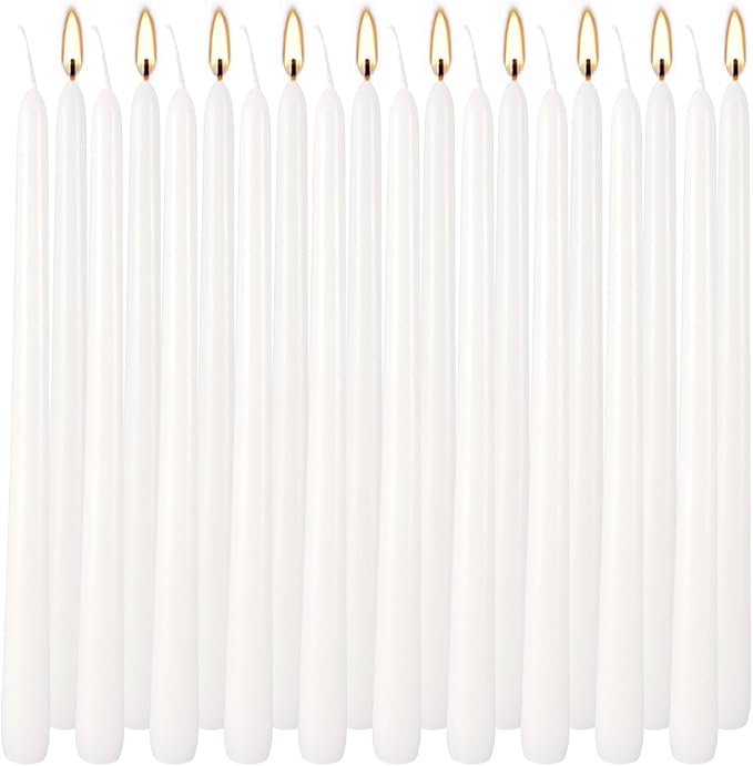 Howemon 20 Pack White Taper Candles 12 Inch Tall 3/4 Inch Thick Burn 10 Hours - Image 2