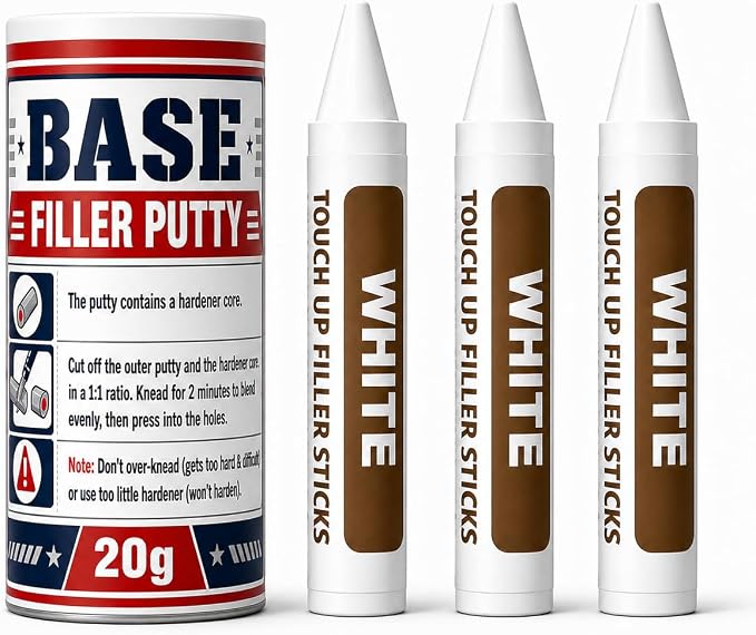 White Wood Filler Sticks 3 Pack, Base Filler Putty & Sticks by Smaphy