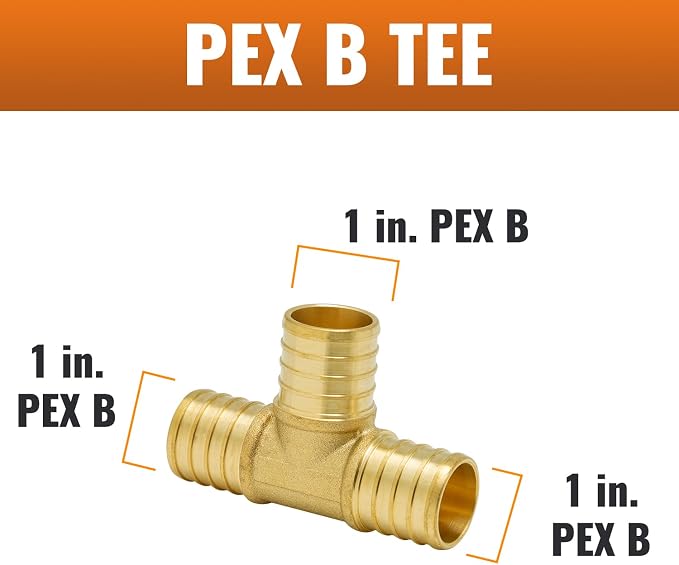 25-Pack 1 Inch PEX Tee Fittings | Brass - Image 2