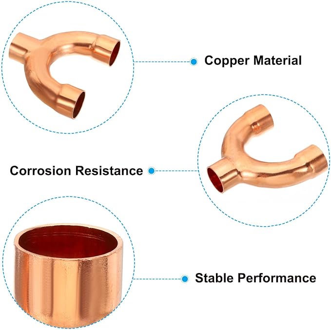 PATIKIL 1-1/8 Inch ID Copper Fitting, 3 Way Y Type 99.9% Pure Copper Pipe - Image 3