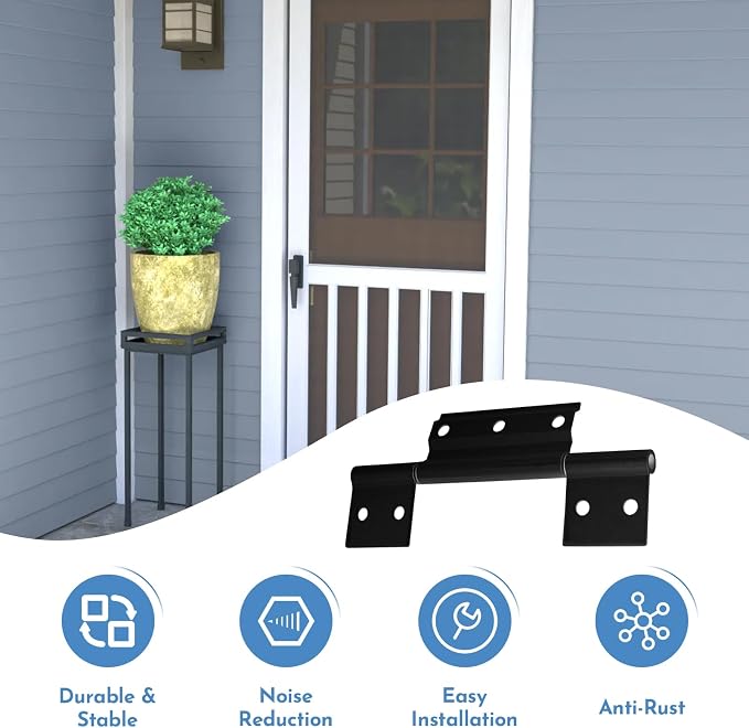 3Pack Black Screen Door Hinges 1/8 in Grooved Center - Image 4