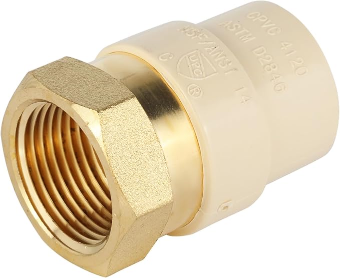 EFIELD 3/4"CPVC X 3/4"Female Thread NPT Transition Coupling, Brass Adapter Pipe - Image 5