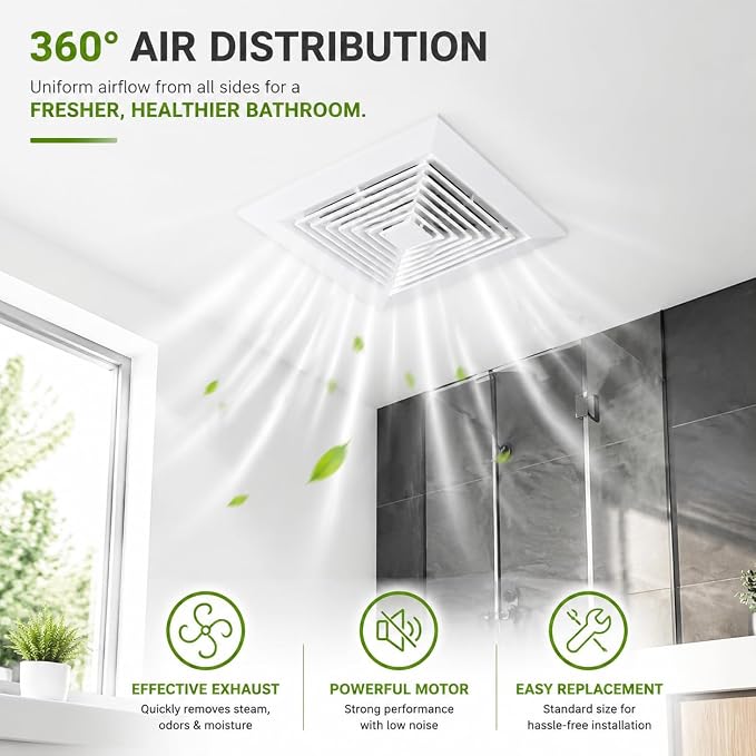 White Square Bathroom Exhaust Fan Cover - Image 4