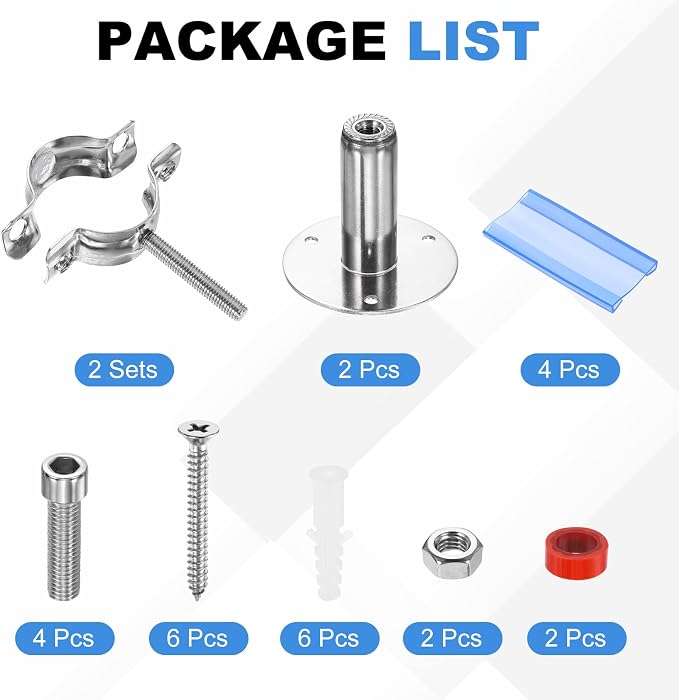 HARFINGTON 2 Set Wall Mount Ceiling Mount Pipe Supports 304 Stainless Steel - Image 3