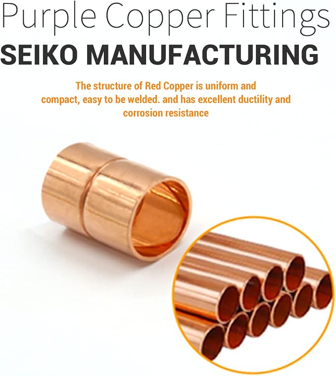 Straight Coupling Copper Fittings 1/4 inch Copper Pipe Welding Joint Connector - Image 3