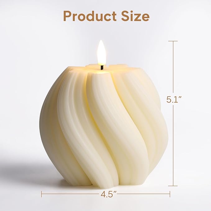 Cream White Swirl Flameless Candle - Image 2