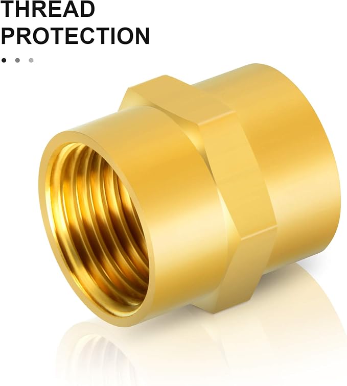 GASHER 8PCS Brass Pipe Fitting Hex Coupling Kit 1/8 inch 1/4 inch 3/8 inch 1/2 - Image 2