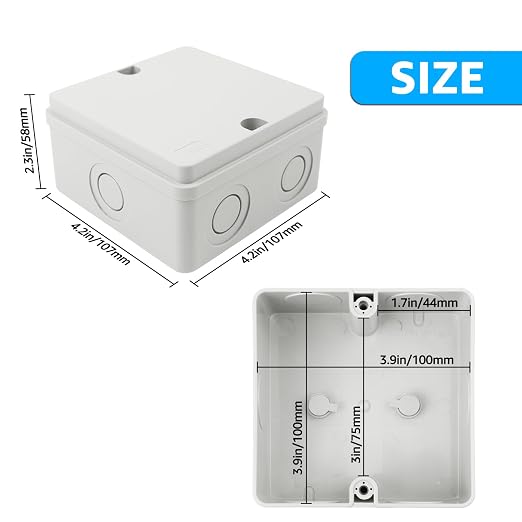 Junction Box, External Size 4.2 x 4.2 x 2.3inch - Image 7
