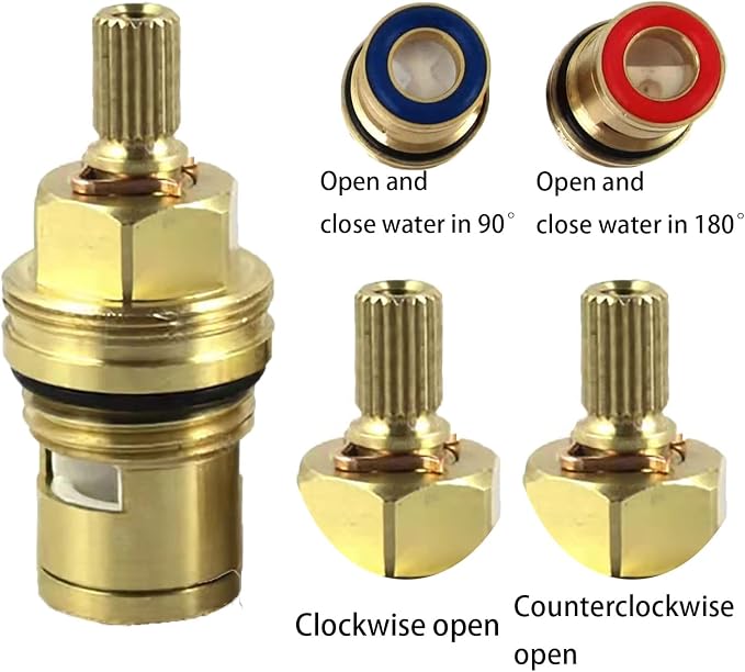 Faucet Valves, Brass Ceramic Stem Disc Cartridge Replacement Quarter Turn 1/2" - Image 5