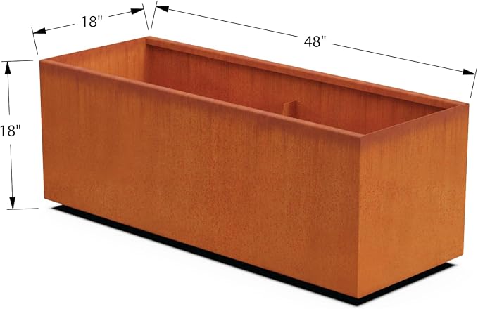 Large Rectangular Planters for Outdoor Plants 48x18x18 Corten Steel Planter | - Image 5