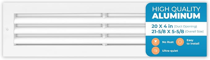 Aluminum 20 x 4 Inch Cold Air Return Vent Cover, Rustproof AC Transfer Grille by Air360