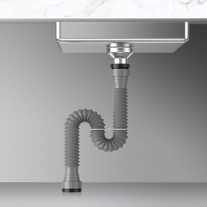 2 Packs Expandable Flexible P-Trap Pipe Kit Single Kitchen Sink Drainage - Image 4