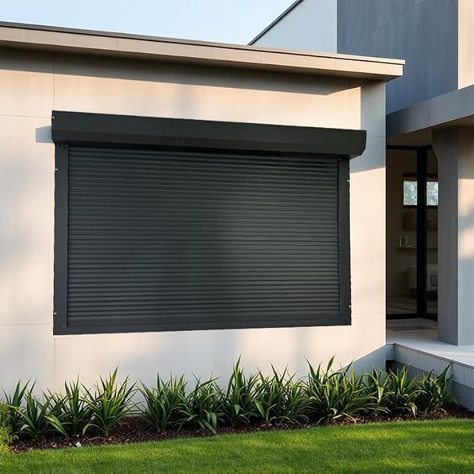 Grey Roll Down Hurricane Shutters Electric Roller Shade by GISONTONEMANUFACTURER