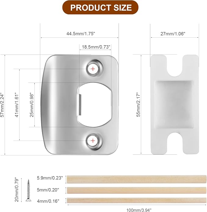 Door Strike Plate for Interior Doors, Polished Chrome, 1 Pack | 2-1/4"x1-3/4" - Image 5