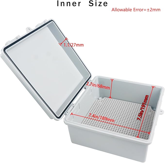 Junction Box, Hinged Grey Cover IP67 Waterproof ABS Project Box - Image 3