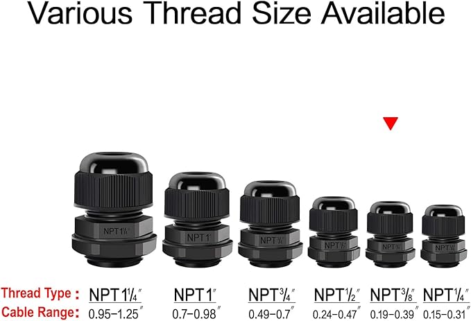 10 Pack NPT 3/8" Cable Glands Waterproof Adjustable 5-10mm Cable Connectors - Image 7
