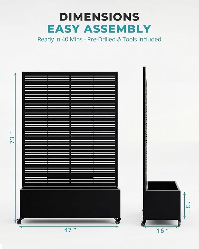 73" Tall Privacy Planters with Trellis, Freestanding - Image 6