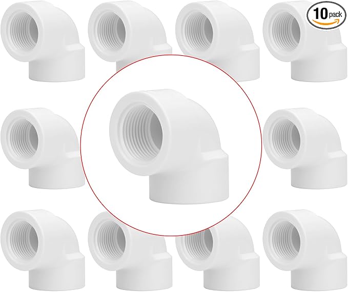 10Pack 3/4" Double Female Thread 90 Degree PVC Elbow Pipe Fitting Connector by Lswteiz